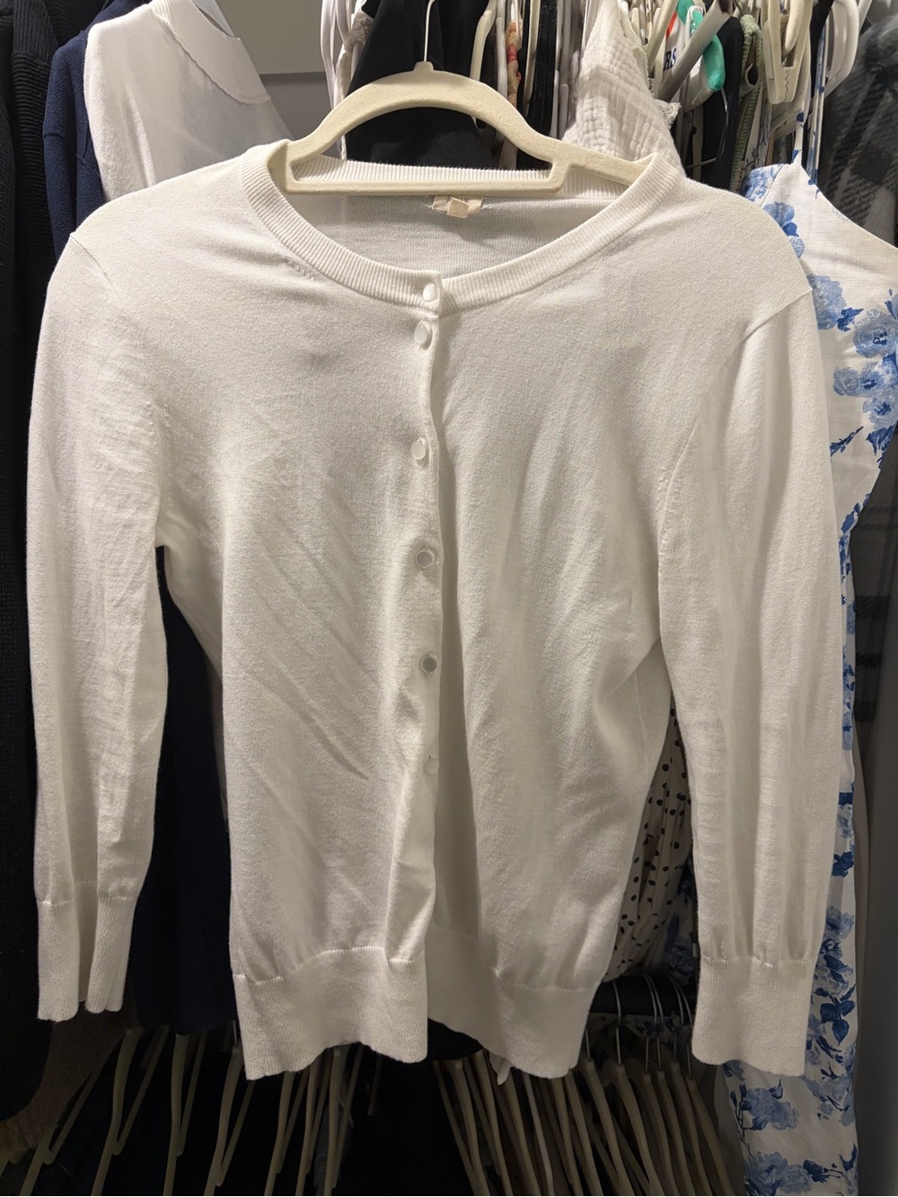 J-Crew White Button-Front Women's Cardigan Sweater